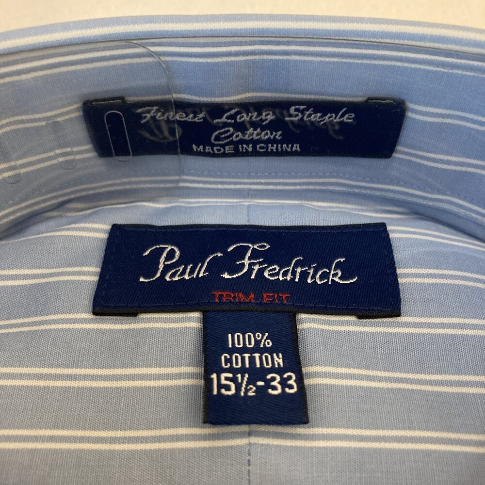 Paul Fredrick blue & white stripe shirt w/French cuffs (NWT) and cufflinks - Picture 3 of 3